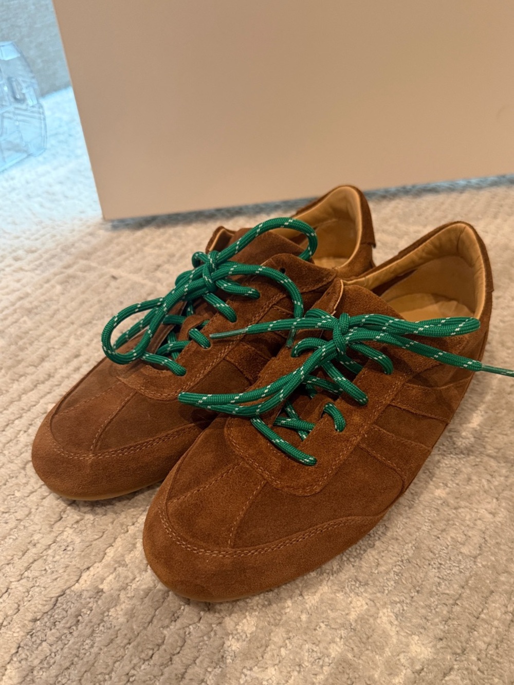 Madewell Brown Suede Oaklynne Sneakers with Green Laces